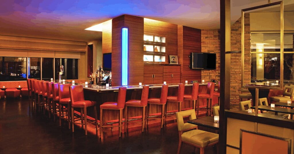 Hotel bar and networking space for Data Center EHS Operations attendees